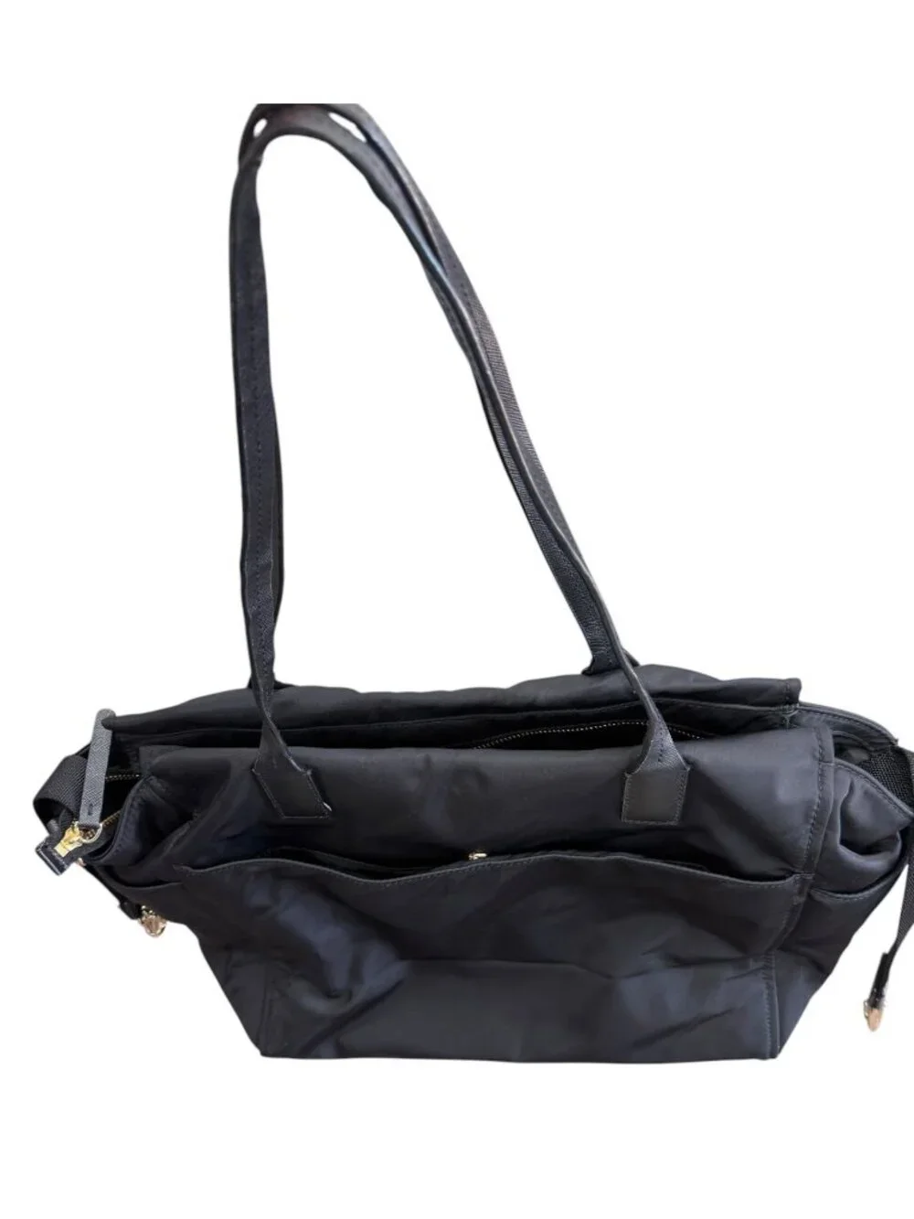 Kate Spade Black Nylon Diaper Bag With Leather Straps & Multiple Pockets
